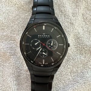 Skagen Matte Black Chronograph Watch